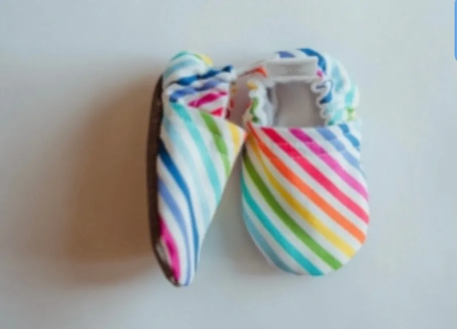 Rainbow Striped Soft Soled Baby Shoes Bib