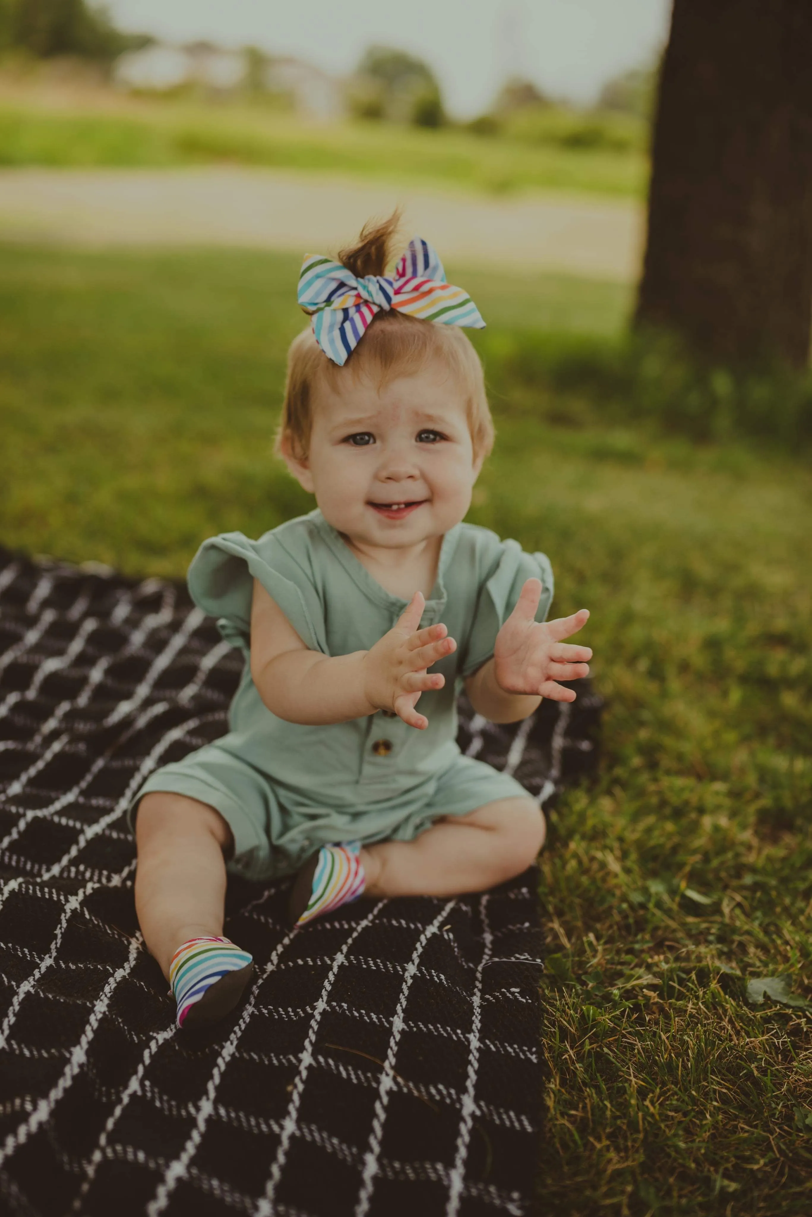 Rainbow Striped Soft Soled Baby Shoes Bib
