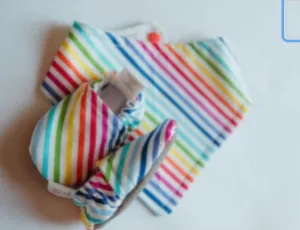 Rainbow Striped Soft Soled Baby Shoes Bib
