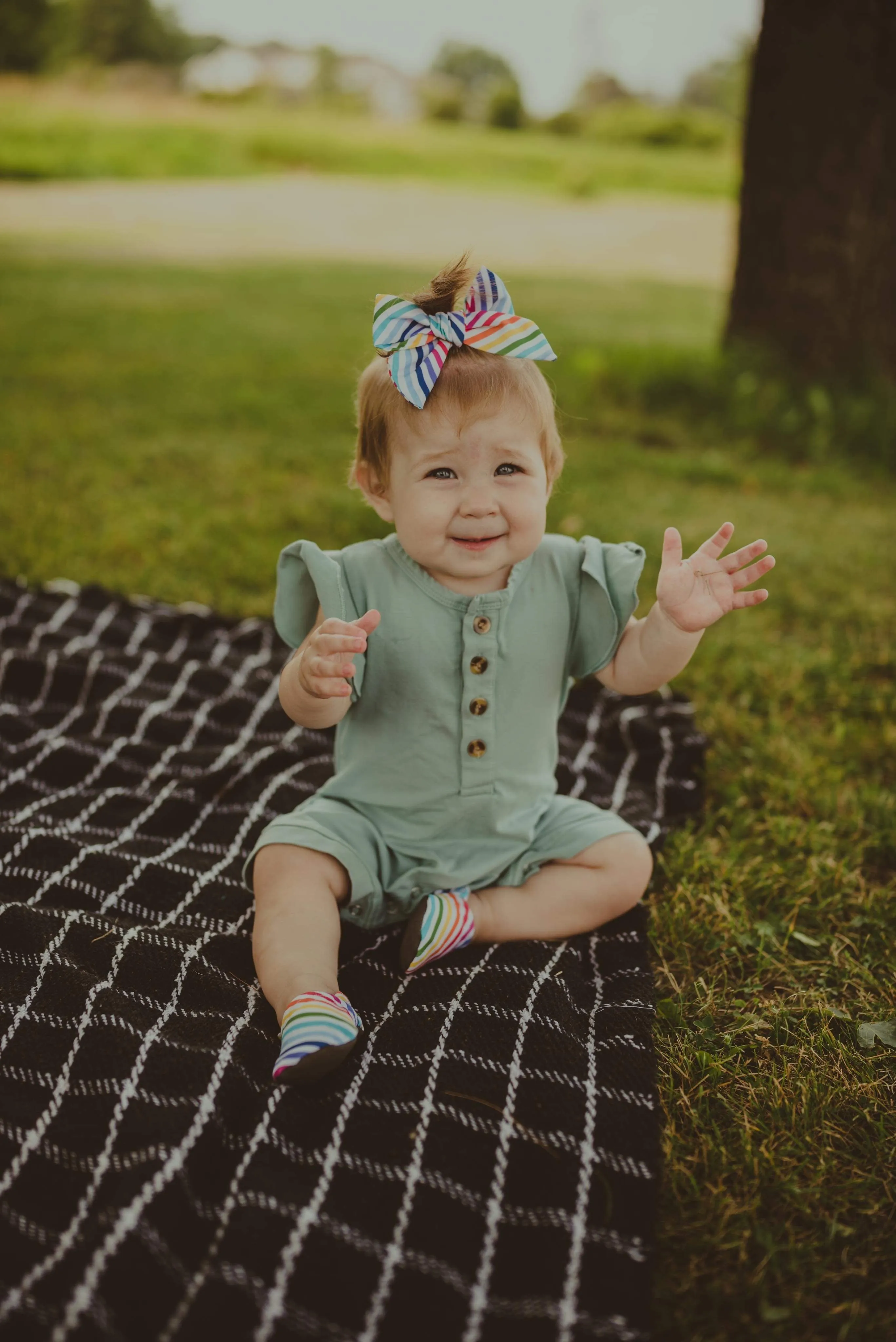 Rainbow Striped Soft Soled Baby Shoes Bib