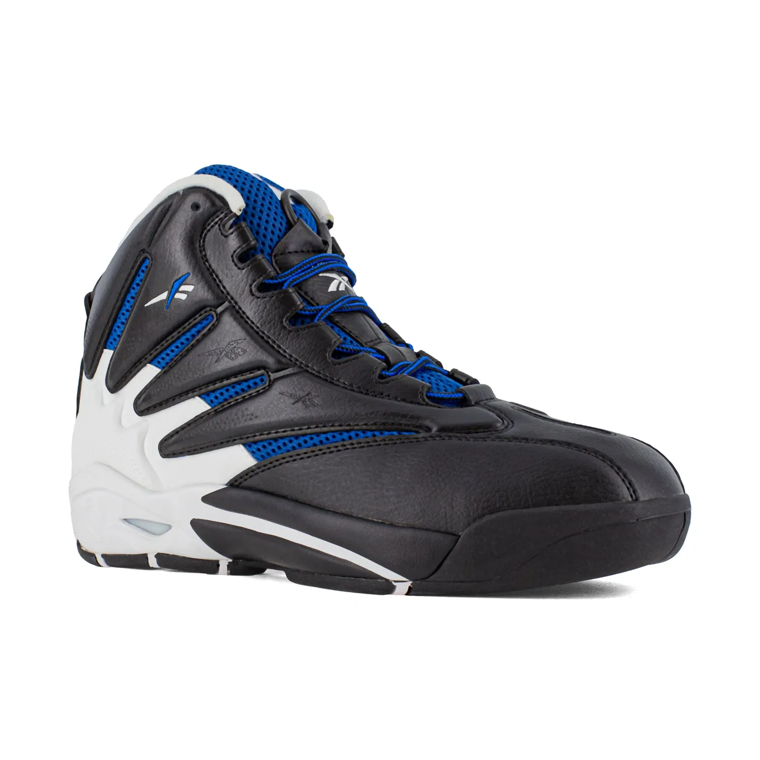 Reebok Mens The Blast Black/White/Blue Leather Work Shoes 10.5 W