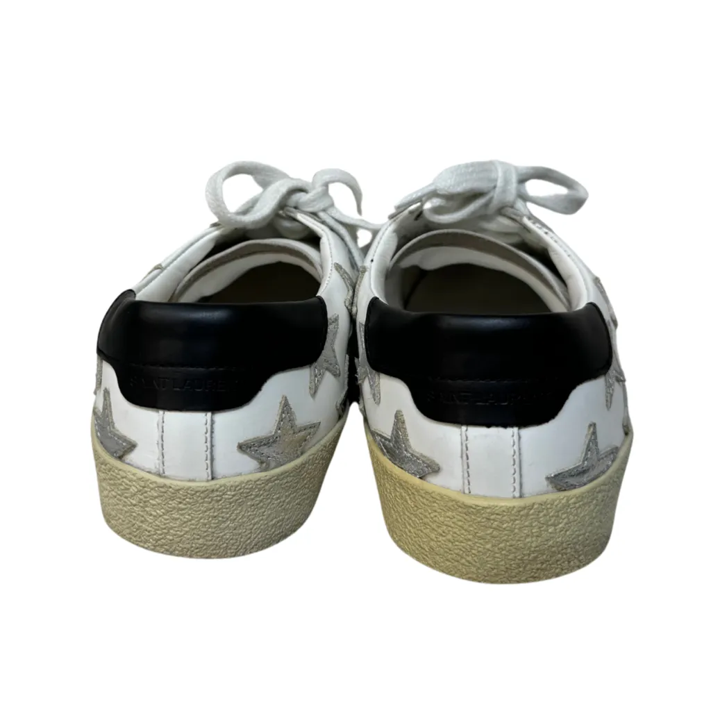 Saint Laurent White Leather Silver Star Sneakers, 38.5