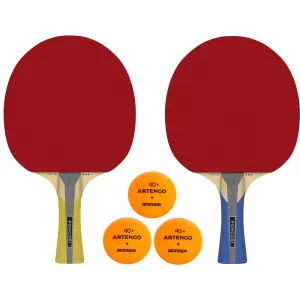 Set of 2 TTR 100 3* All-Round Table Tennis Bats and 3 TTB 100* 40  Balls Orange