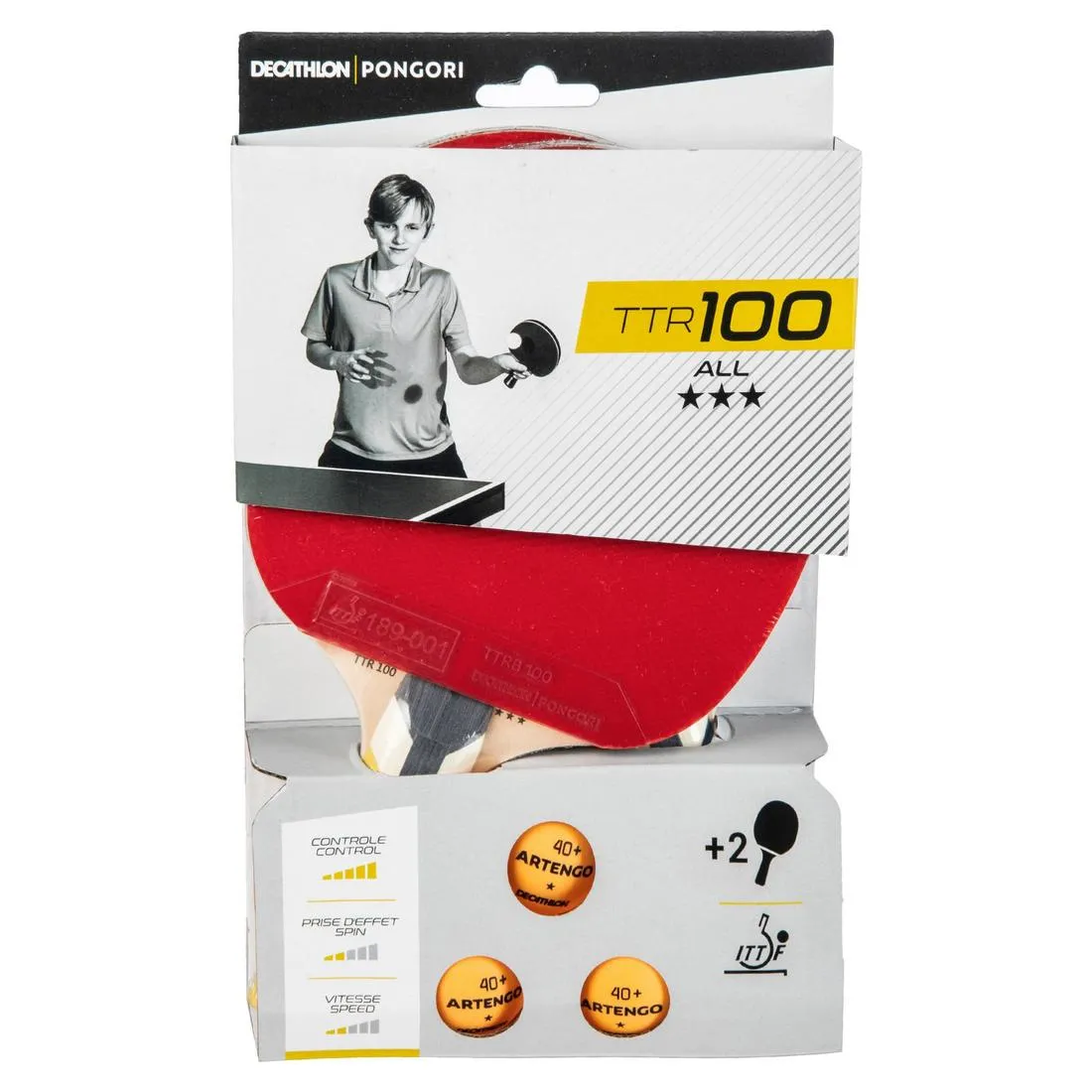 Set of 2 TTR 100 3* All-Round Table Tennis Bats and 3 TTB 100* 40  Balls Orange