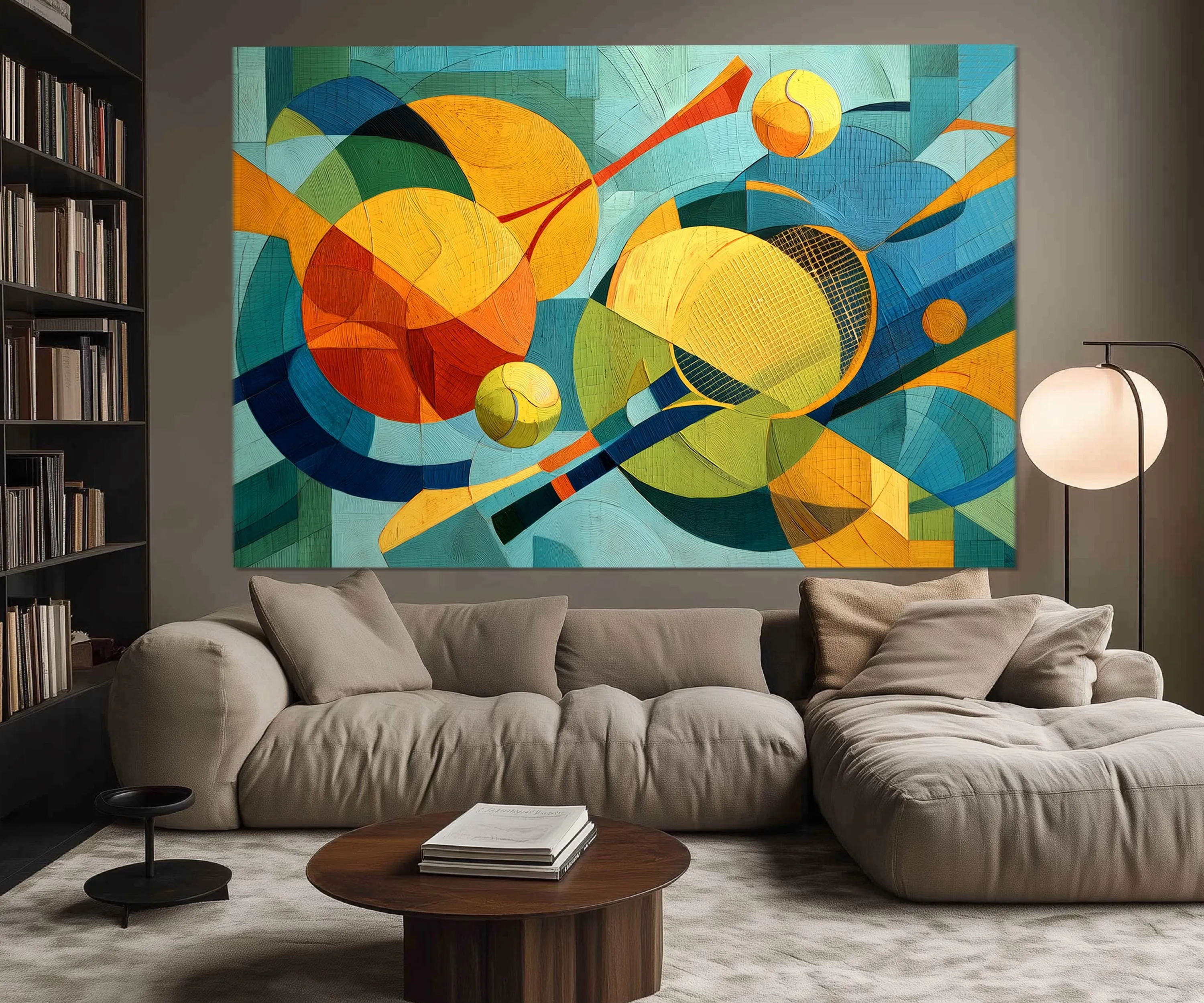 Set of 5 Panel Abstract Colorful Tennis Wall Art