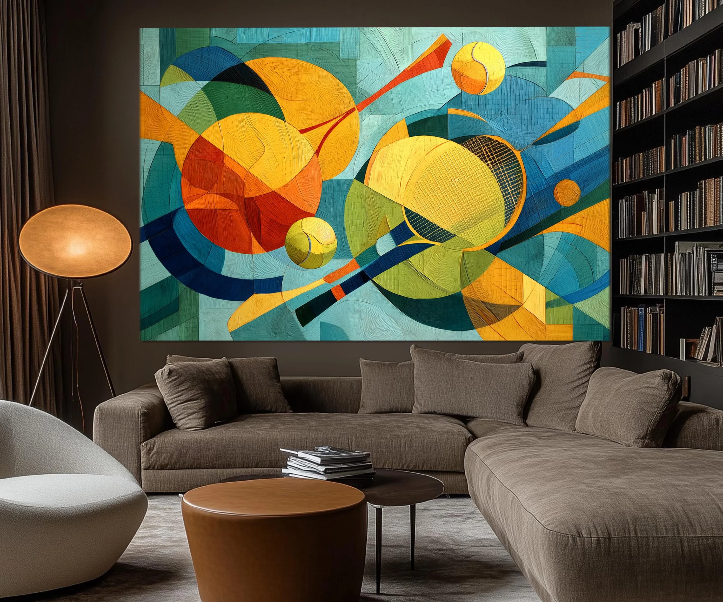 Set of 5 Panel Abstract Colorful Tennis Wall Art