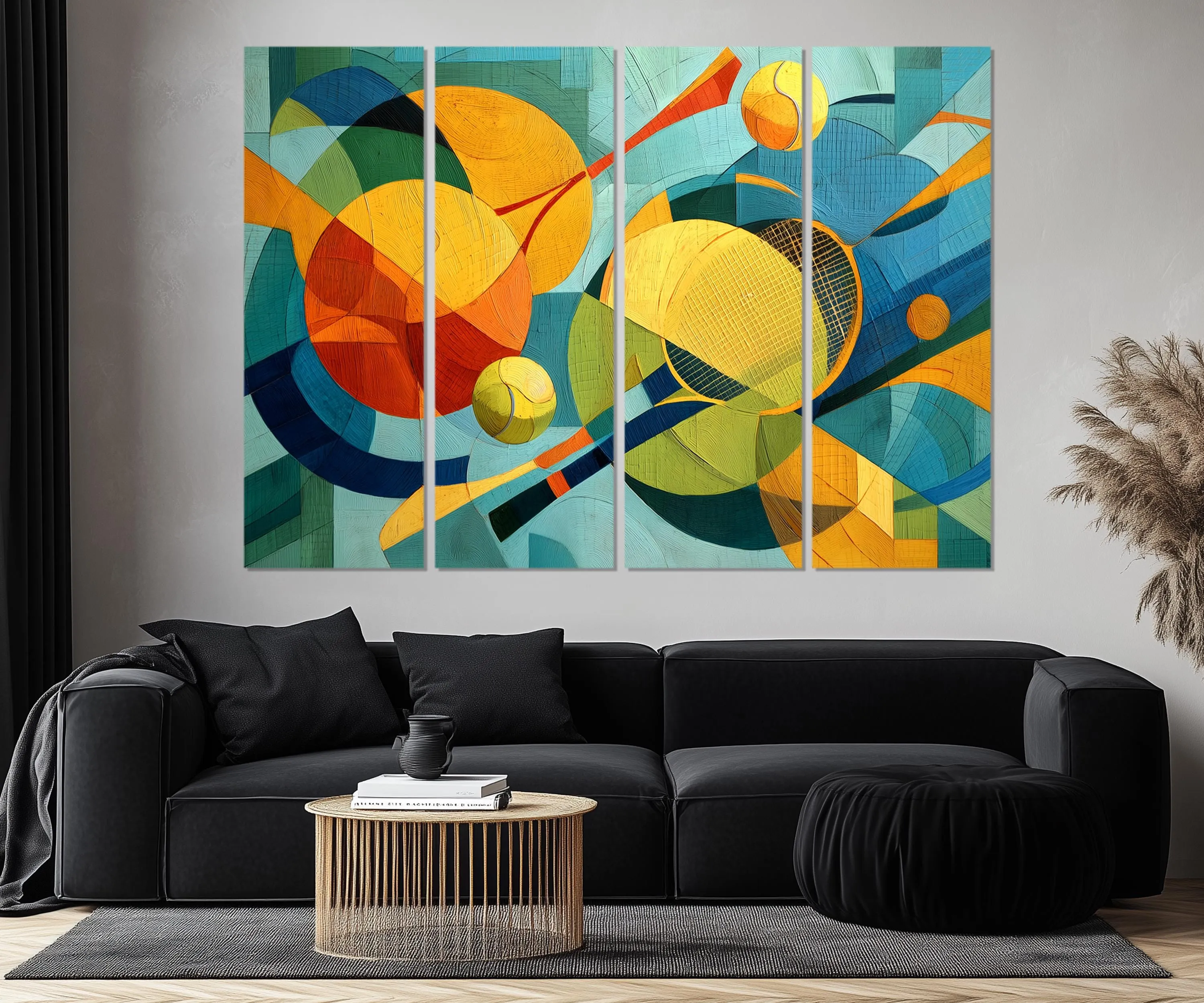 Set of 5 Panel Abstract Colorful Tennis Wall Art