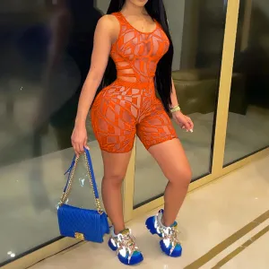 Sexy Sheer Mesh Hollow Out Two Pieces Set