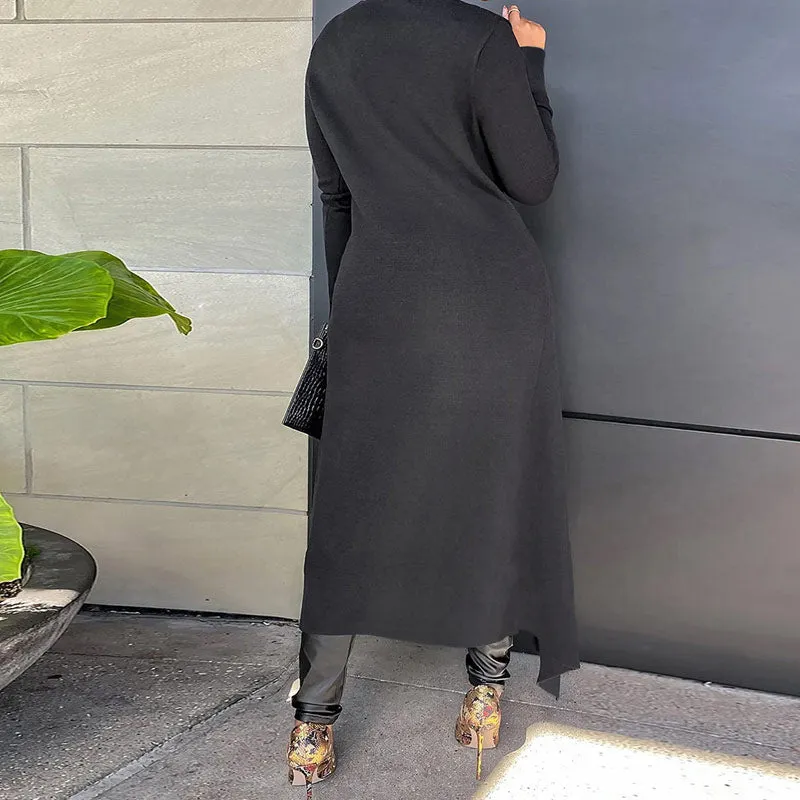 Sexy Solid Round Neck High Split Dress