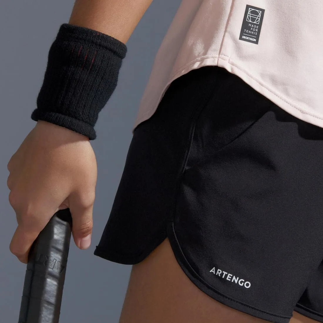 Short de tennis fille - TSH500 noir