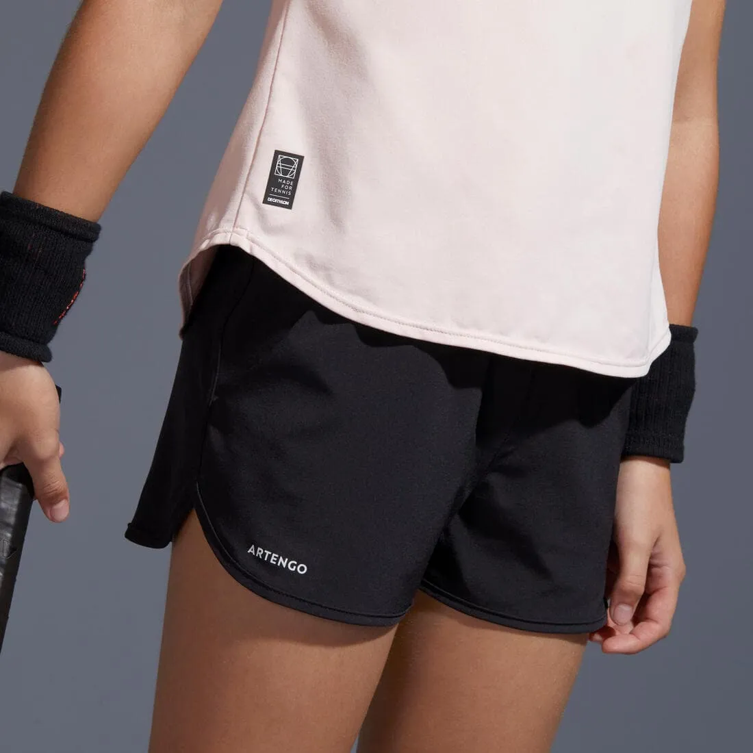 Short de tennis fille - TSH500 noir