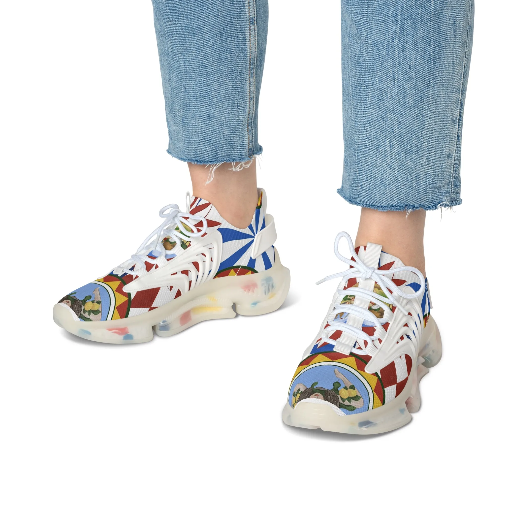Sicilian Design Mesh Sneakers for Women - Design by Margo Makaroff- Personalization Available