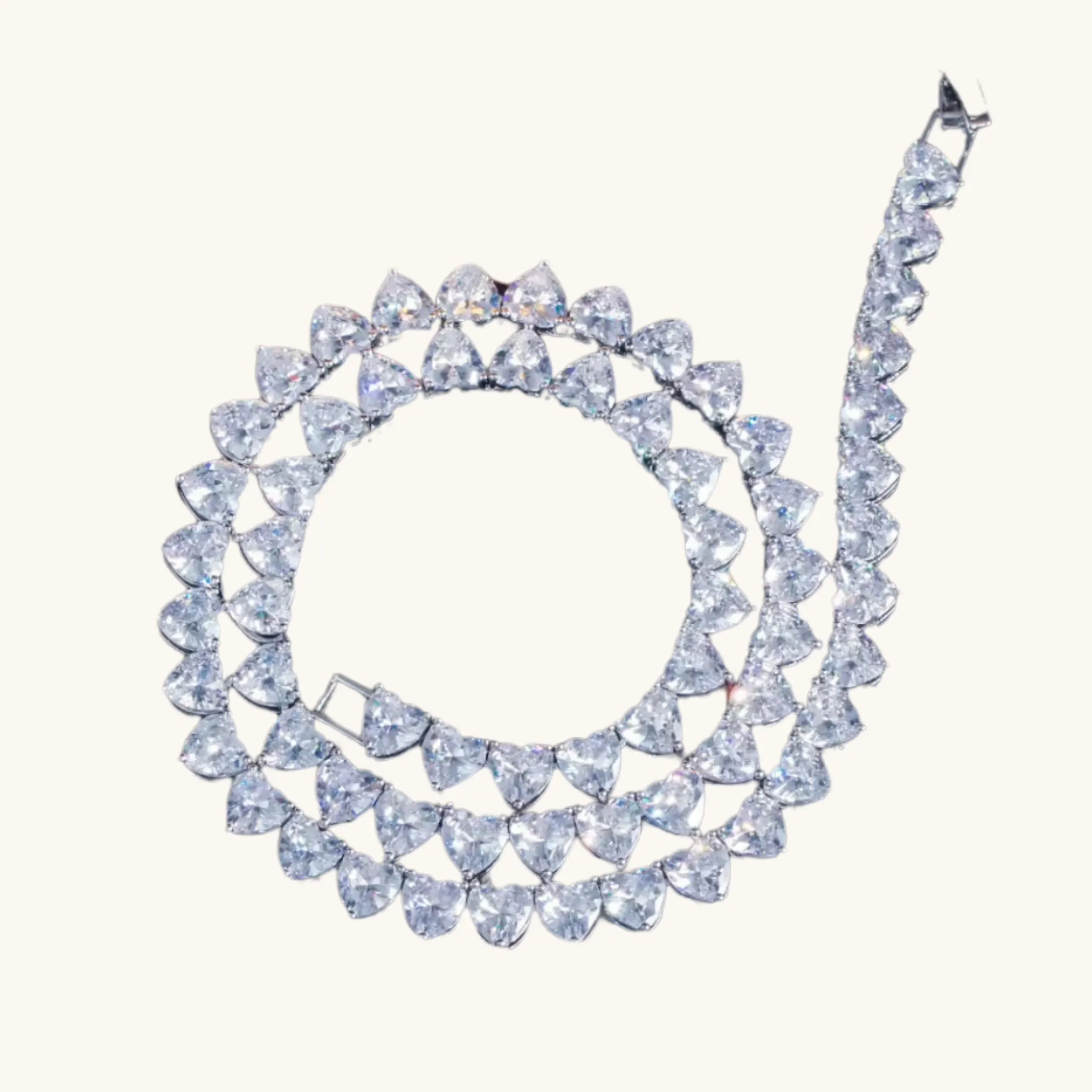 Silver Heart Tennis Necklace