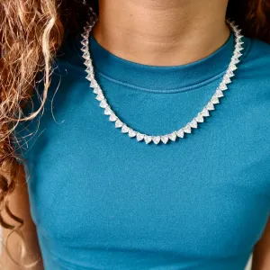 Silver Heart Tennis Necklace