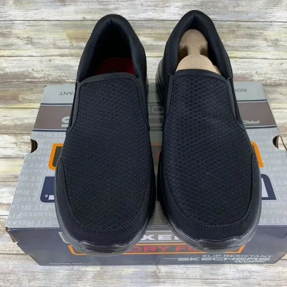 Skechers Shoes Mens 10 Black Flex Advantage Sr MCALLEN Slip Water Resistant Work