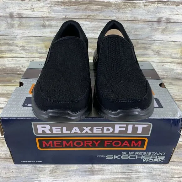 Skechers Shoes Mens 10 Black Flex Advantage Sr MCALLEN Slip Water Resistant Work