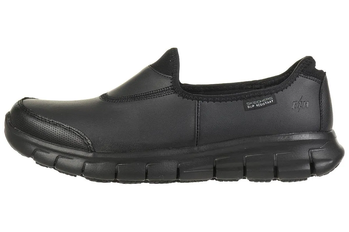Skechers Women's Sure Track Slip Resistant Work Shoe 8 Black Leather