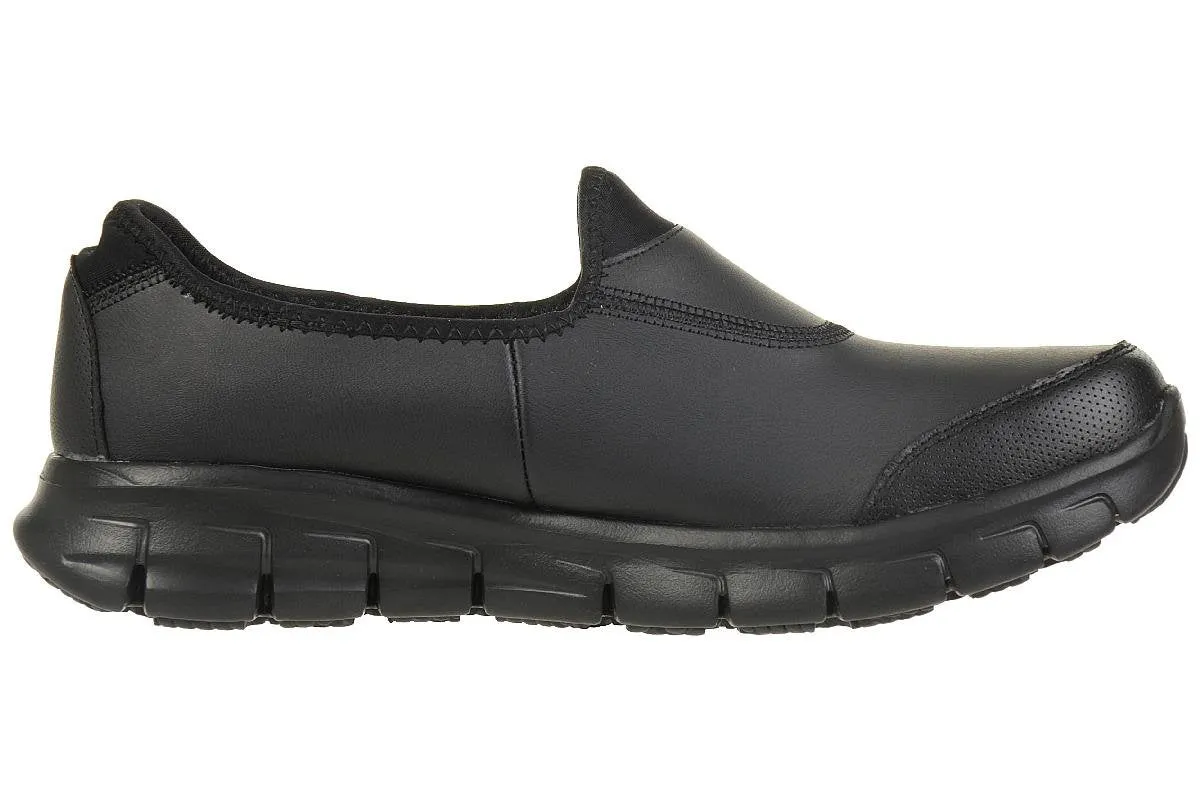 Skechers Women's Sure Track Slip Resistant Work Shoe 8 Black Leather