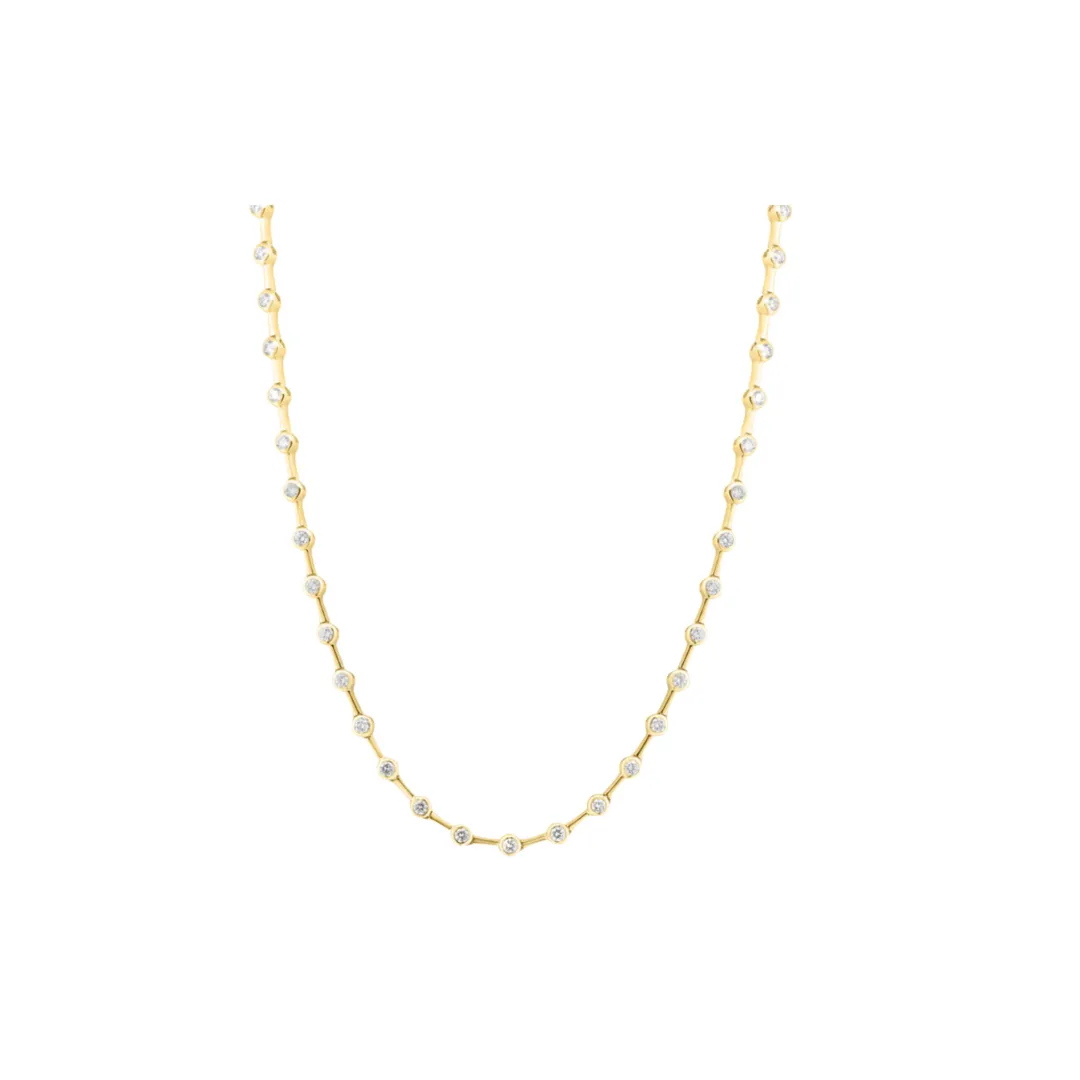 Spaced Round Diamond Bezel Eternity Necklace
