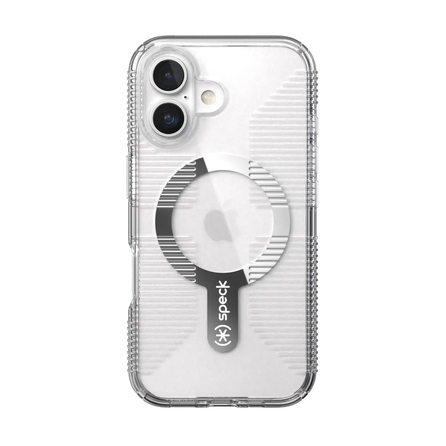 Speck Gemshell Grip MagSafe Case – Apple iPhone 16 – Clear & Chrome