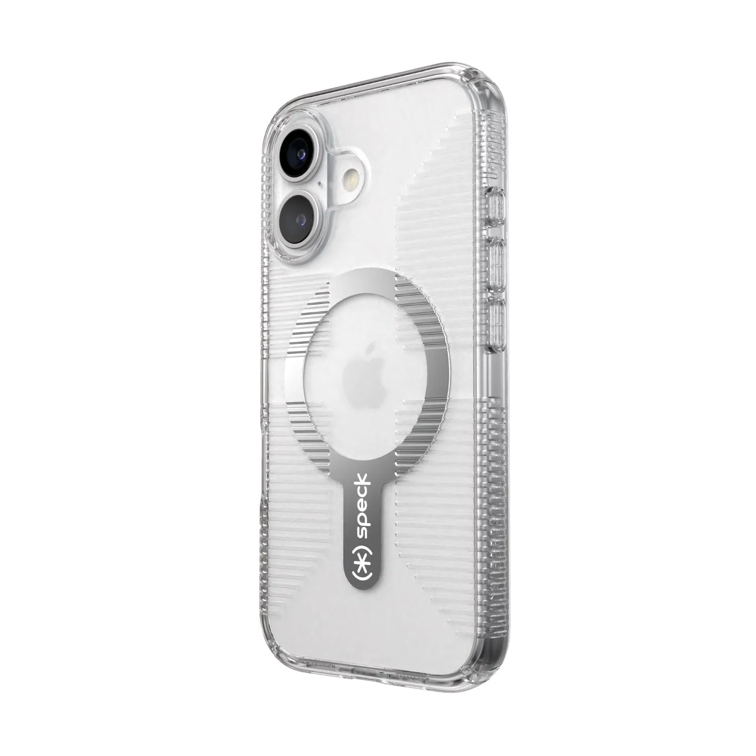 Speck Gemshell Grip MagSafe Case – Apple iPhone 16 – Clear & Chrome