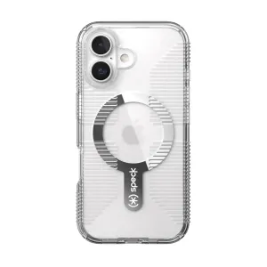 Speck Gemshell Grip MagSafe Case – Apple iPhone 16 – Clear & Chrome