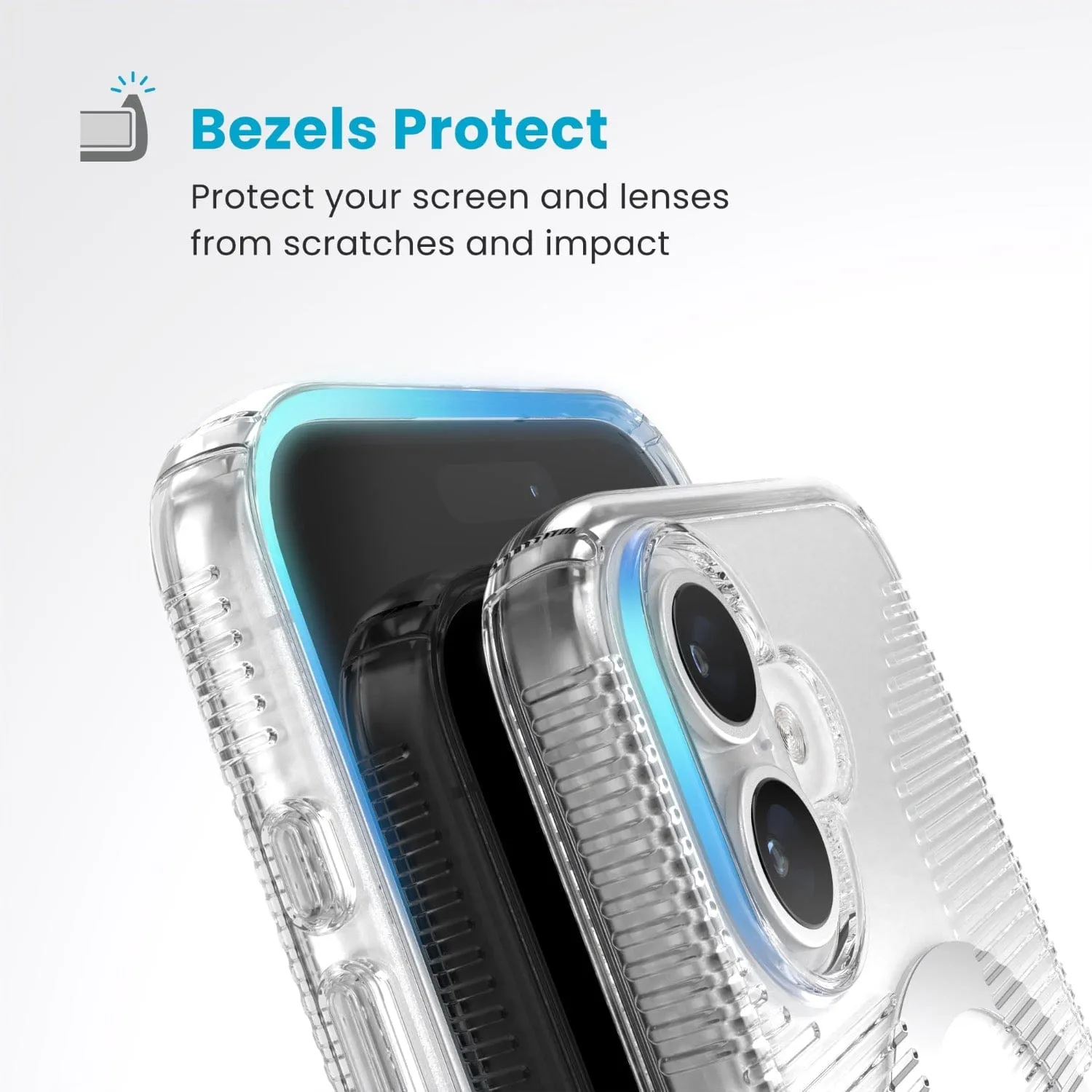 Speck Gemshell Grip MagSafe Case – Apple iPhone 16 – Clear & Chrome