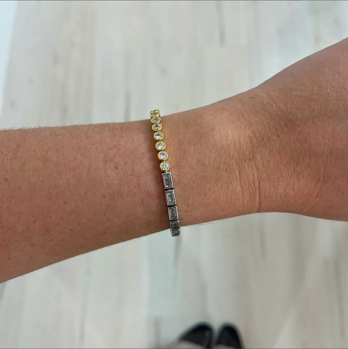 Spencer Two Tone bezel Tennis Bracelet