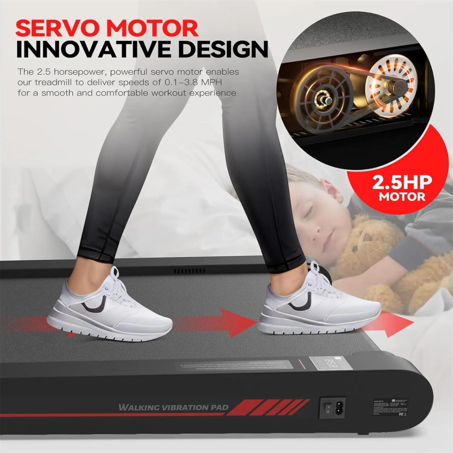 Sperax Walking Vibration Pad with APP, 3 in 1 Under Desk Treadmill, 2.5HP