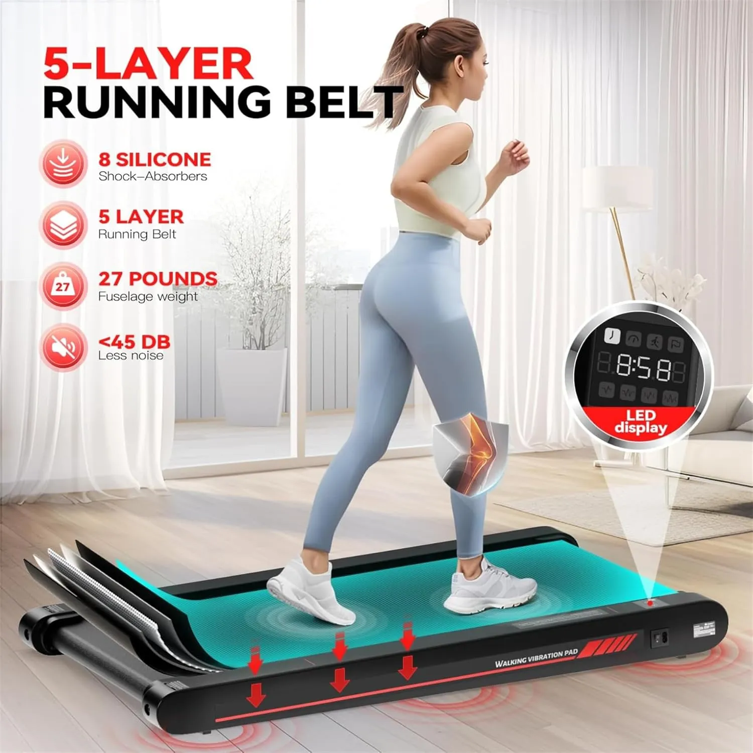Sperax Walking Vibration Pad with APP, 3 in 1 Under Desk Treadmill, 2.5HP