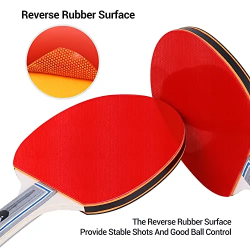 Sportneer Table Tennis Set, Red and Black Double-Sided Table Tennis Set of 4 Rackets and 8 Balls and 2 Storage Bag and 1 Net for Children Adult Advanced Home Team Indoor or Outdoor Play,Best Gift for Boys and Girls