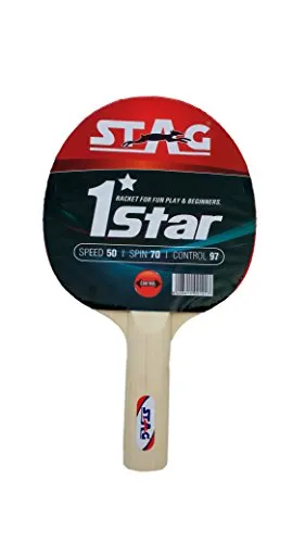 STAG 1 Star Table Tennis Playset (2 Racquets & 3 Balls) (White), (Model: 1 Star Playset)