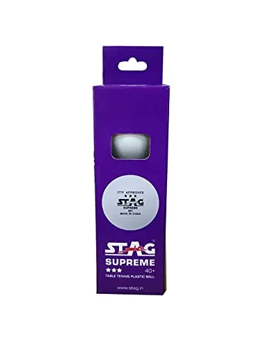 STAG SUPREME Plastic Table Tennis Balls, Size Standard, (White)