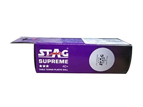 STAG SUPREME Plastic Table Tennis Balls, Size Standard, (White)