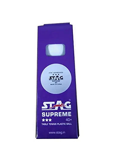 STAG SUPREME Plastic Table Tennis Balls, Size Standard, (White)
