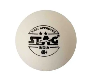 STAG Two Star Plastic Table Tennis Ball, Size 40 mm, (White)