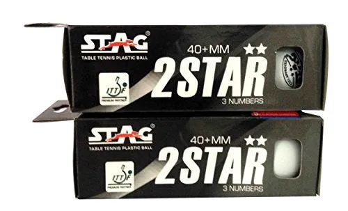 STAG Two Star Plastic Table Tennis Ball, Size 40 mm, (White)