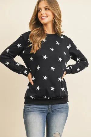 Star Print Long Sleeve Pullover