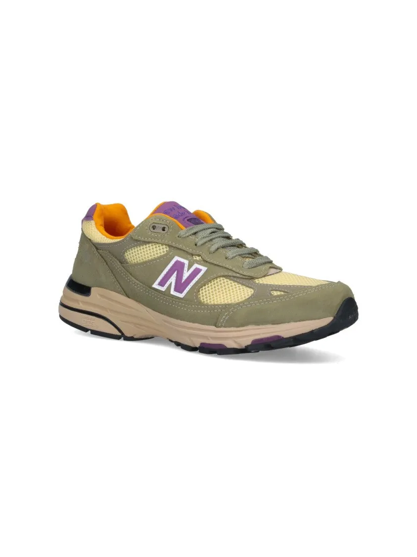 Suede Sneakers With Breathable Mesh And Accented Logos