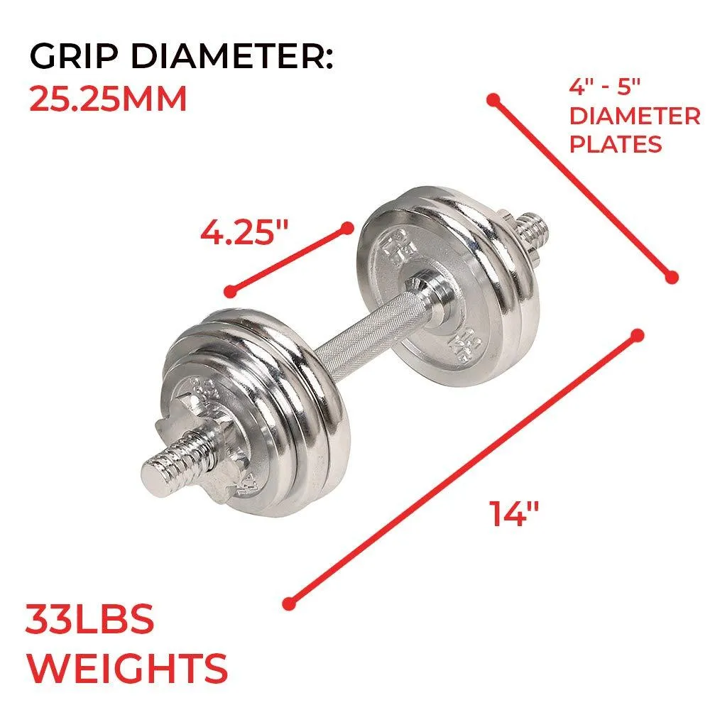 Sunny Health (SJTT9) 14 and Fitness 33-Pound Dumbbell Chrome Set