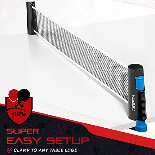 T2 Test Example Ping Pong Nets, Table Tennis Nets Adjustable Retractable Net Ping Pong Replacement Net, Mobile Travel Holder - Adjustable Length
