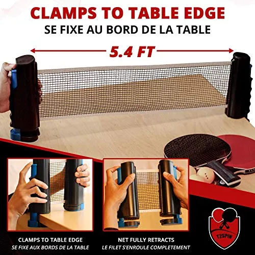 T2 Test Example Ping Pong Nets, Table Tennis Nets Adjustable Retractable Net Ping Pong Replacement Net, Mobile Travel Holder - Adjustable Length