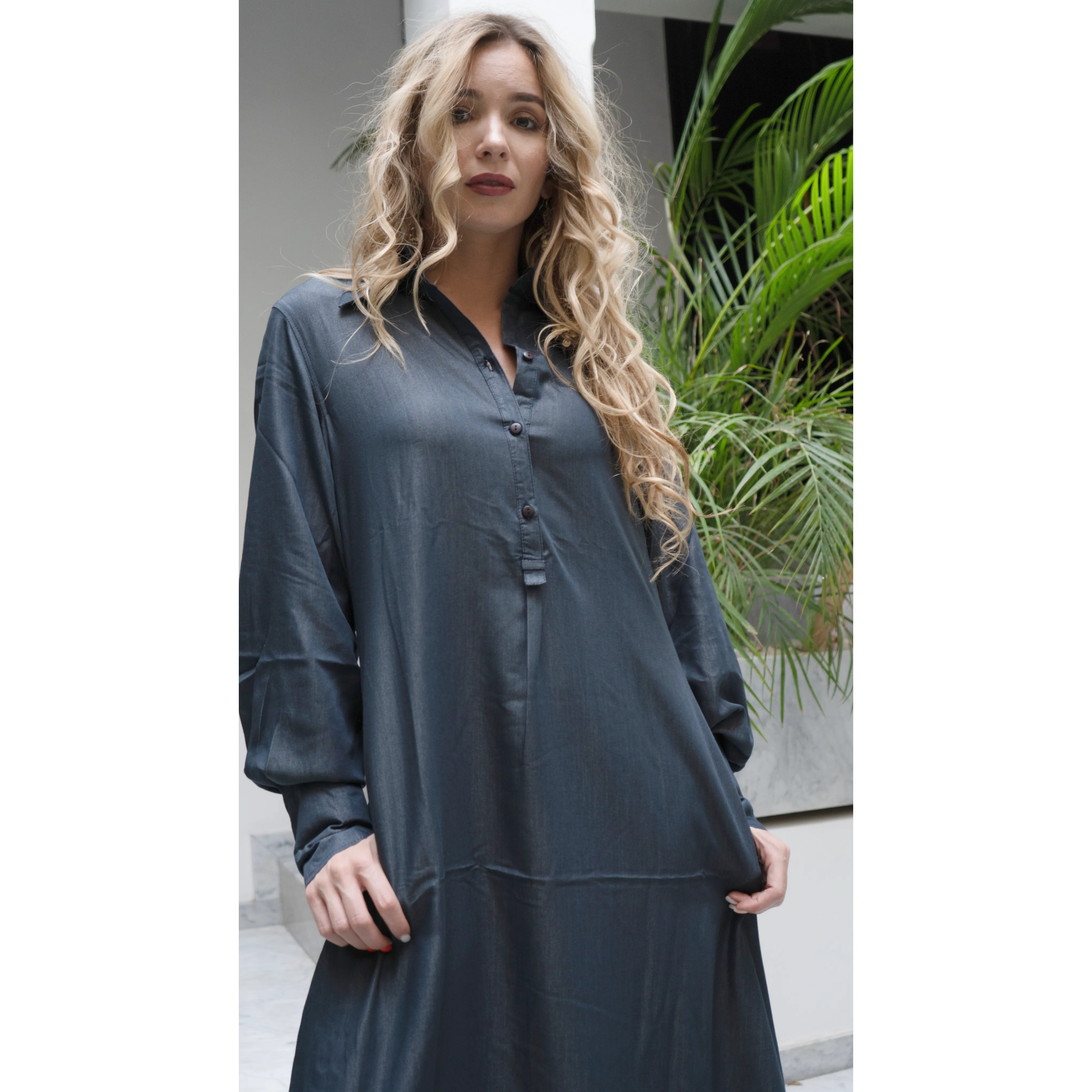 Tahiti denim gallabia dress