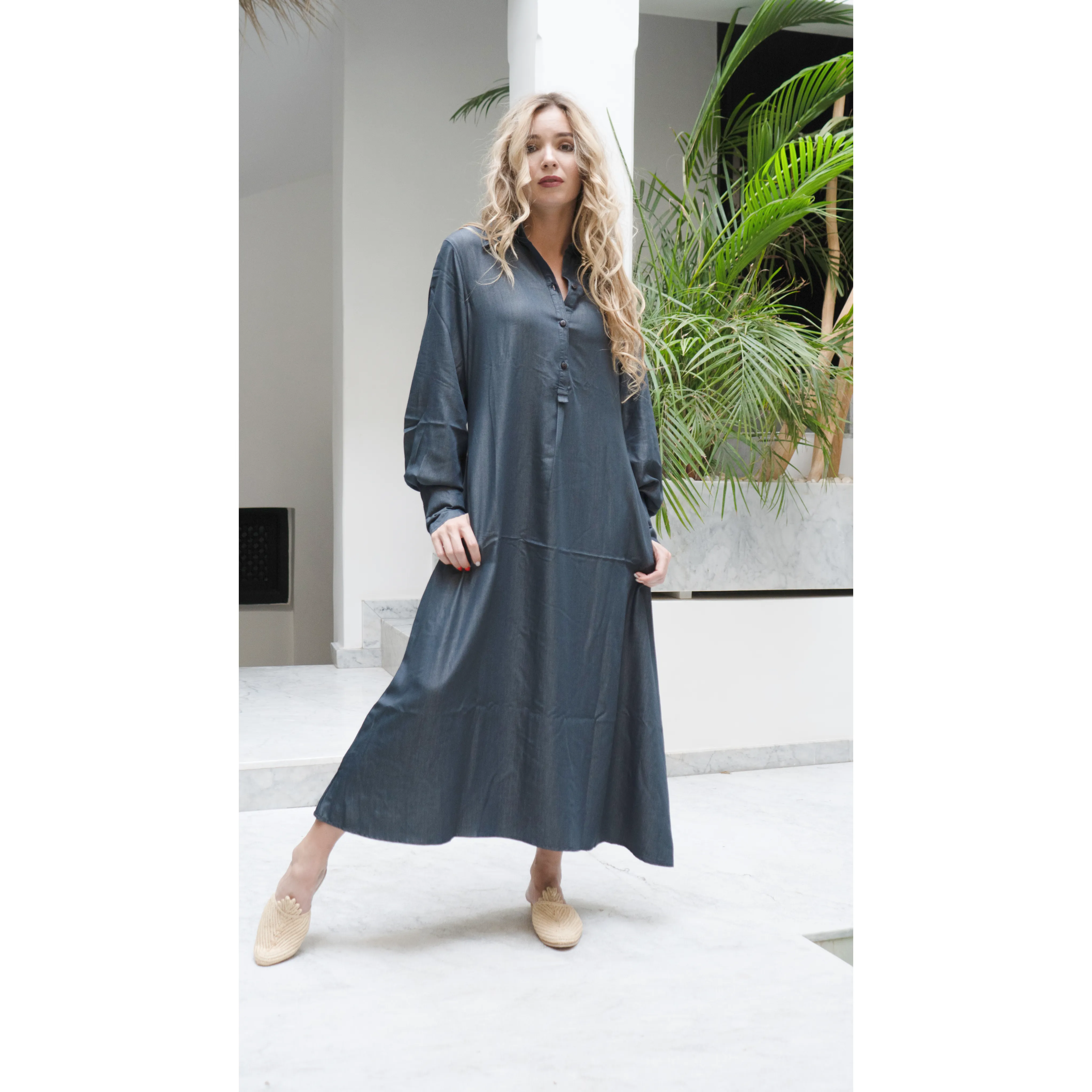 Tahiti denim gallabia dress