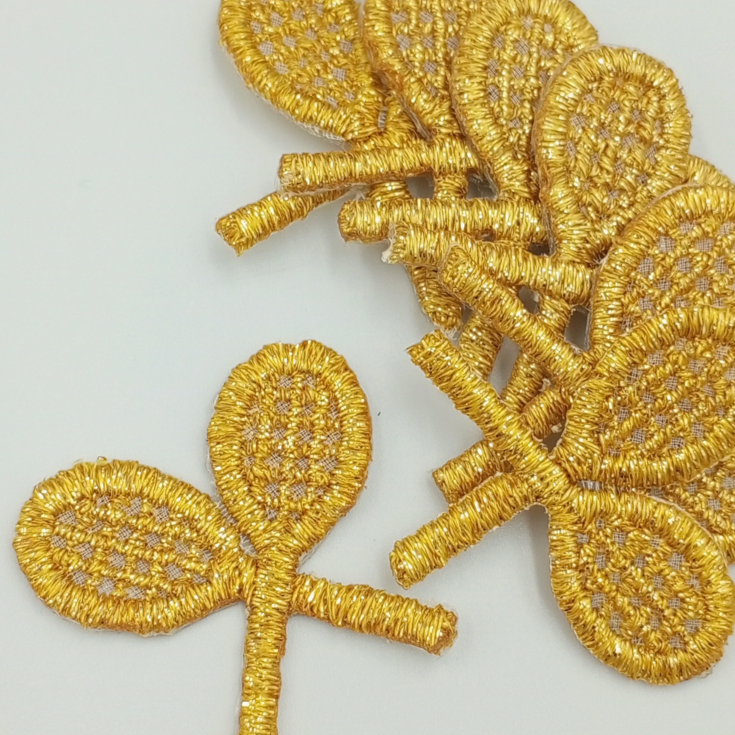 Tennis Patch Embroidery Metallic Gold Tennis Racket Iron-on Transfer Appliques Vintage Double Tennis Racquets Badge Patches #912