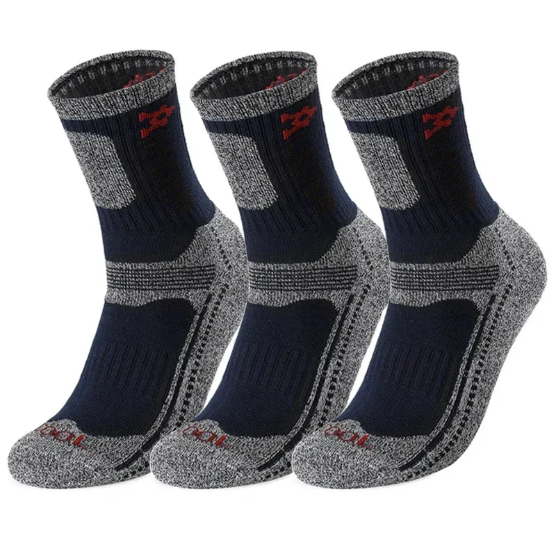 Thermal Hiking Socks for Men - 3-Pack Warm Winter Socks with Towel Bottom