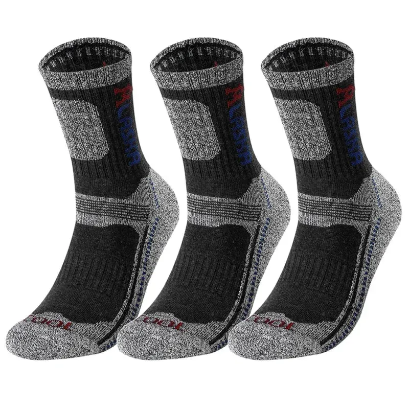Thermal Hiking Socks for Men - 3-Pack Warm Winter Socks with Towel Bottom