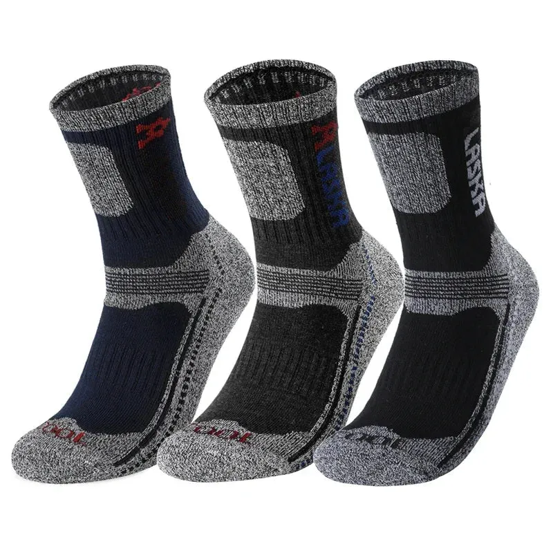 Thermal Hiking Socks for Men - 3-Pack Warm Winter Socks with Towel Bottom
