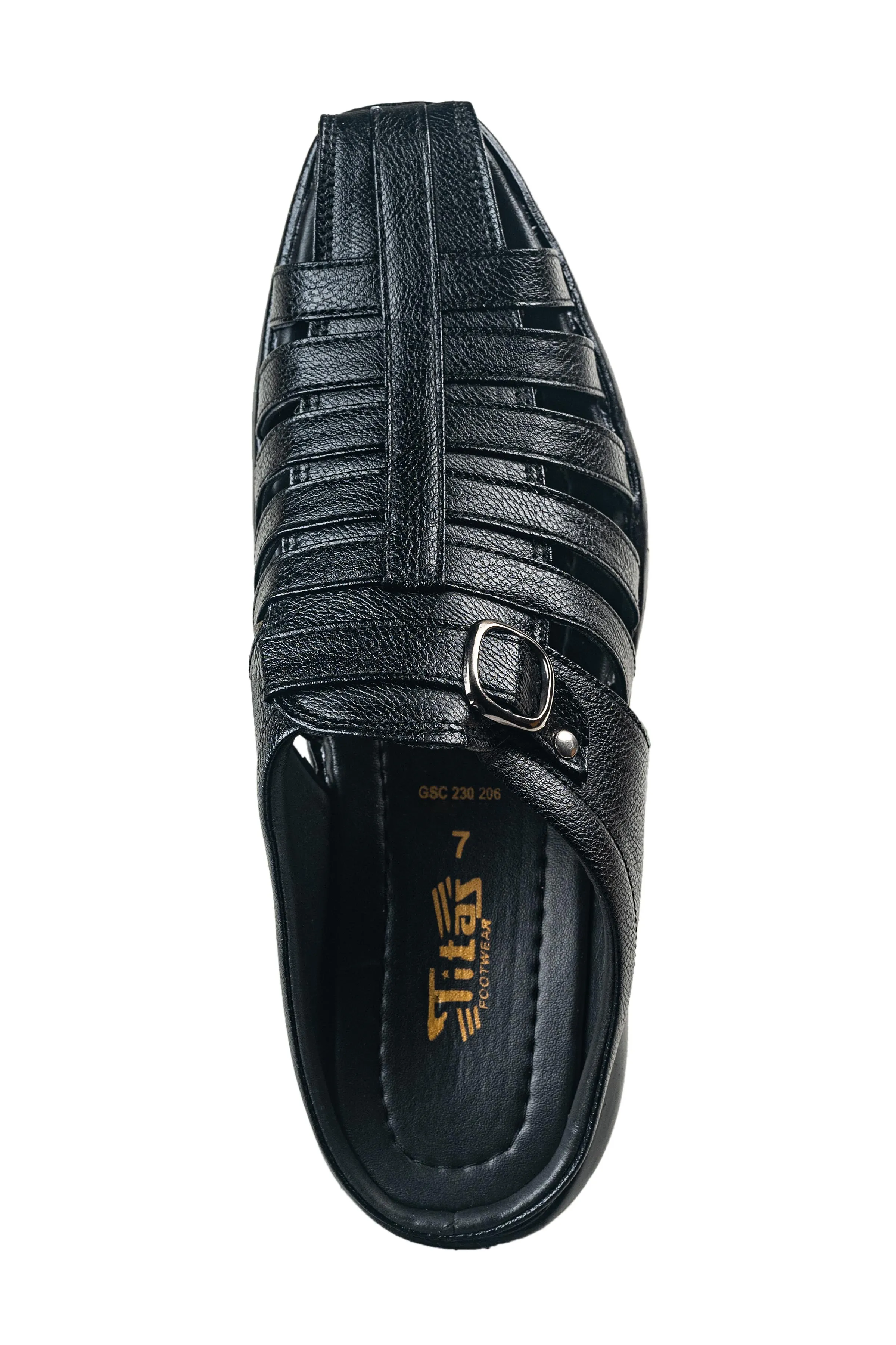 Titas Gents Black Chappal
