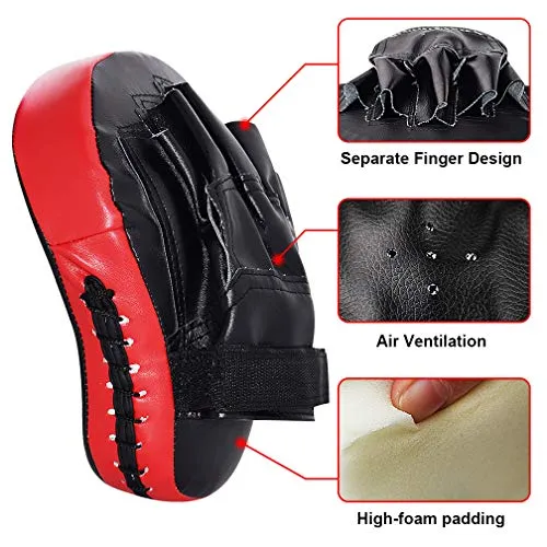 TLBTEK 2PCS Curved Punching Mitts Boxing Pads Hand Target Boxing Pads Gloves Training Focus Pads Kickboxing Muay Thai MMA Martial Art UFC Punch Mitts for Kids,Men & Women